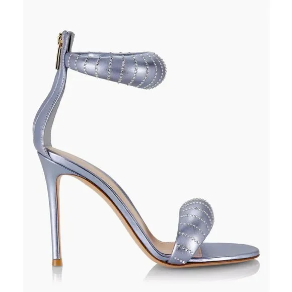 サンダル・ミュール GIANVITO ROSSI SATIN SANDALS WITH RHINESTONES GIANVITO ROSSI Crystal-embellished satin sandals | NET-A-PORTER